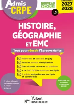 Admis au CRPE 2027-2028 - Histoire Géographie EMC : Epreuve écrite d’admissibilité L3