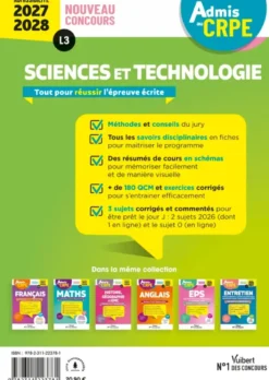 Admis au CRPE 2027-2028 - Sciences et technologie : Epreuve écrite d’admissibilité L3