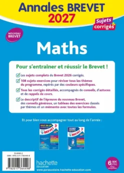 Annales Brevet 2027 - Maths 3e - sujets et corrigés