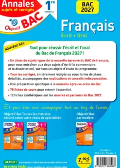 Annales Objectif BAC 2027 - Français 1re générale - sujets et corrigés