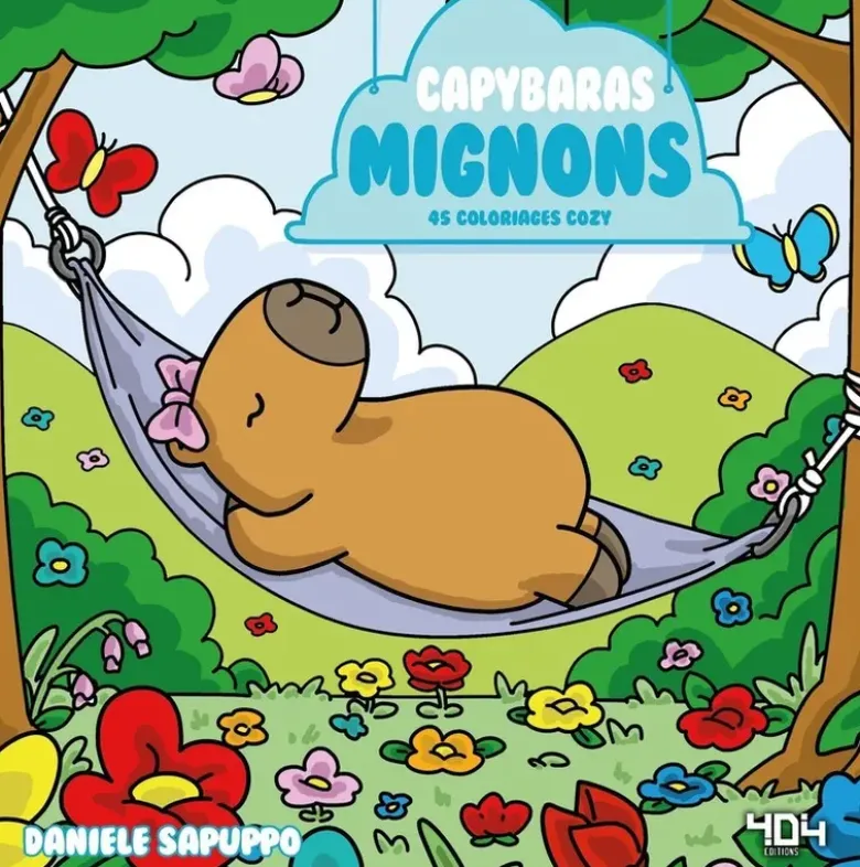 Capybaras mignons - 45 coloriages cozy