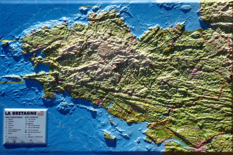 Carte En Relief De La Bretagne