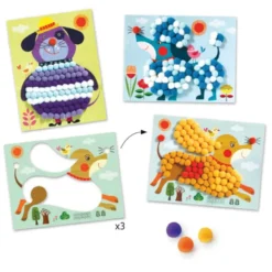 Collages pour les petits - Des chiens à caresser collages Pompons