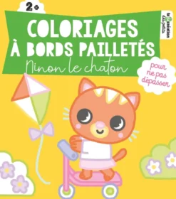 Coloriages à bords pailletés - Ninon le chaton