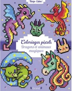 Coloriages pixels - Dragons et animaux magiques