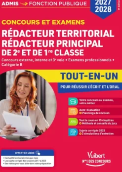 Concours et examens Rédacteur territorial et Rédacteur principal de 2e et 1e classe 2027-2028 - Tout-en-un