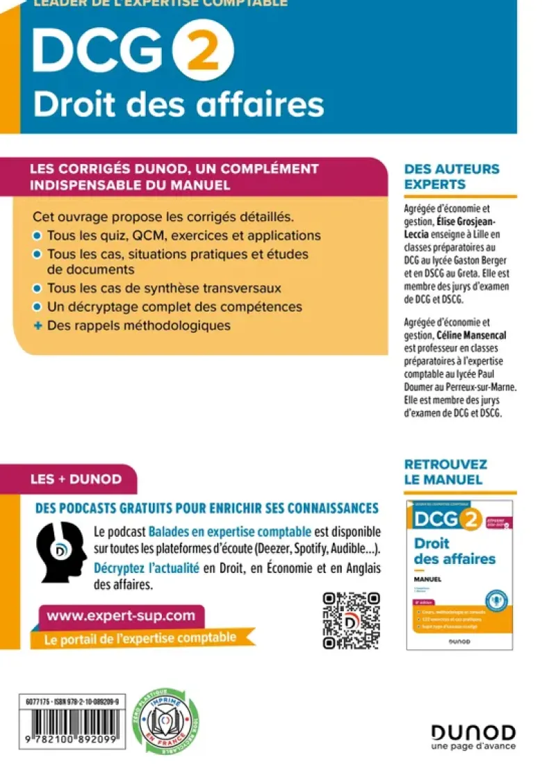 DCG 2 - Droit des affaires - Corrigés - Réforme 2026-2027