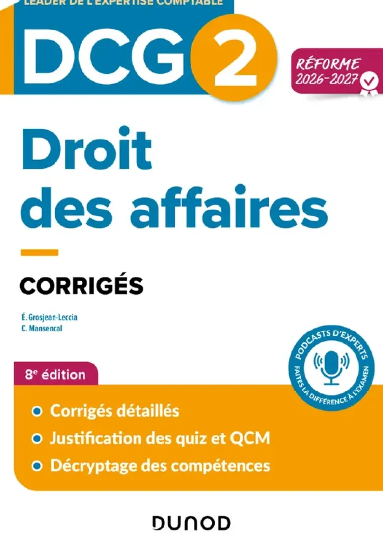 DCG 2 - Droit des affaires - Corrigés - Réforme 2026-2027