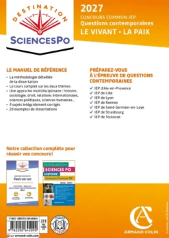 Destination Sciences Po Questions contemporaines 2027 - Concours commun IEP
