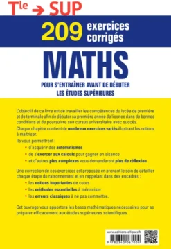 209 exercices corrigés de Maths - De la Terminale au supérieur