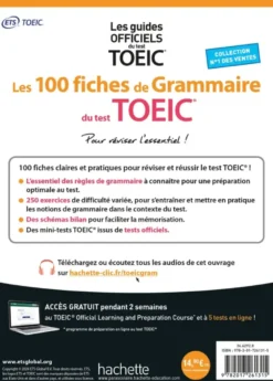 Les 100 fiches de grammaire du test TOEIC® (conforme au nouveau test TOEIC)