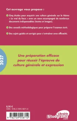 Le vrai du faux - Thème de Culture Générale et Expression BTS 2027