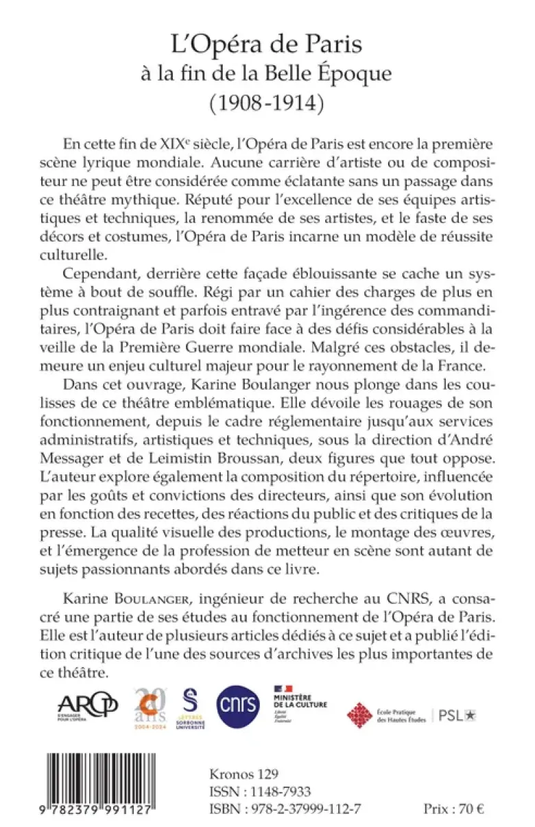 L’Opéra de Paris à la fin de la Belle Époque (1908-1914)
