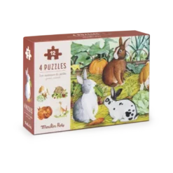4 mini puzzles des animaux (4x12 pièces)