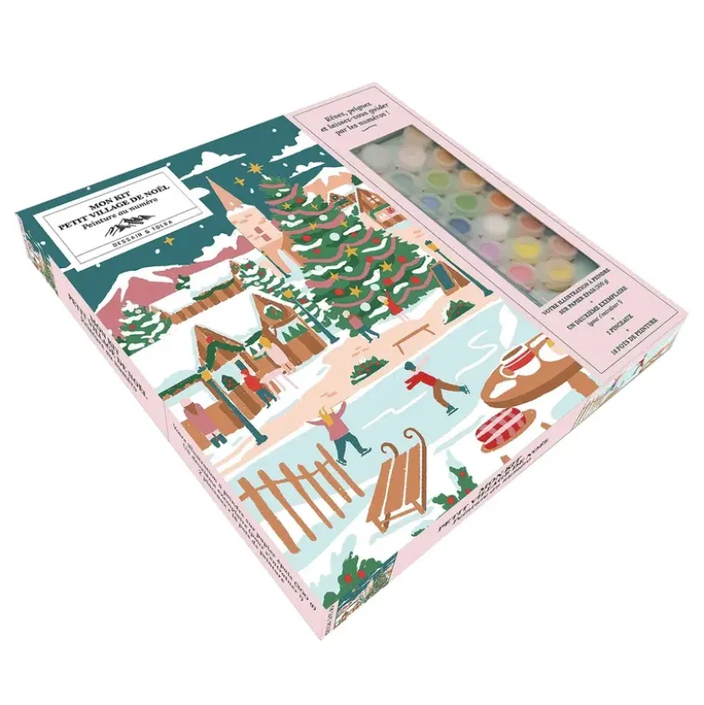 Mon kit : Le petit village de Noël peinture au numéro