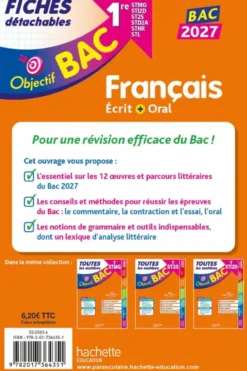 Objectif BAC 2027 Fiches détachables Français 1res STMG - STI2D - ST2S - STL - STD2A - STHR