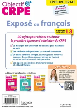 Objectif CRPE 2027-2028 - Exposé de Français- 20 sujets corrigés - Épreuve orale d'admission L3