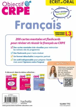 Objectif CRPE 2027-2028 - Français - 200 cartes mentales et flashcards - Écrit et oral - L3