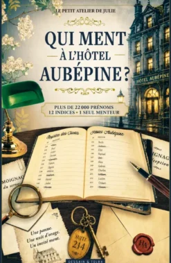 Qui ment à l'Hôtel Aubépine ? - Livre d'enquête - Plus de 22 000 noms - 12 indices - 1 menteur