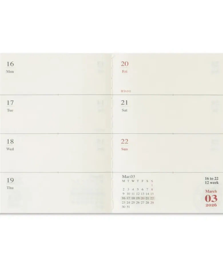 Recharge agenda Passeport 2026 Traveler's Notebook